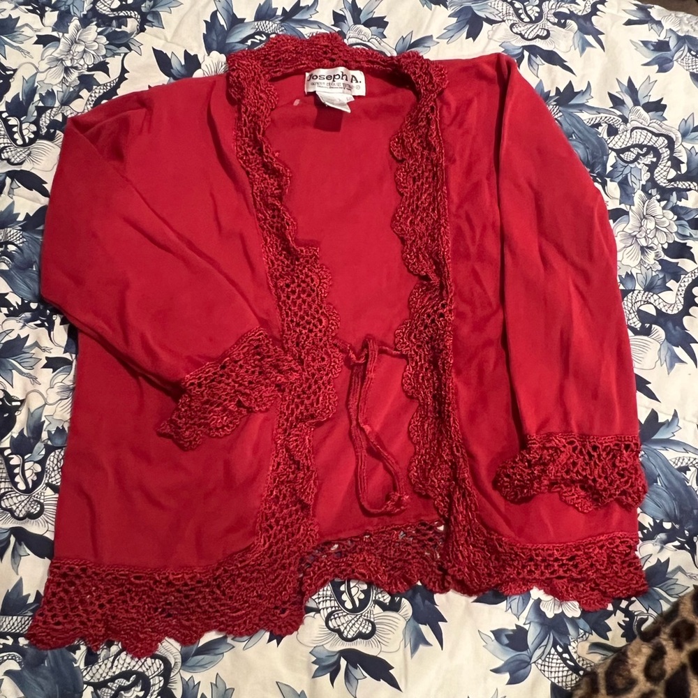 red tie cardigan